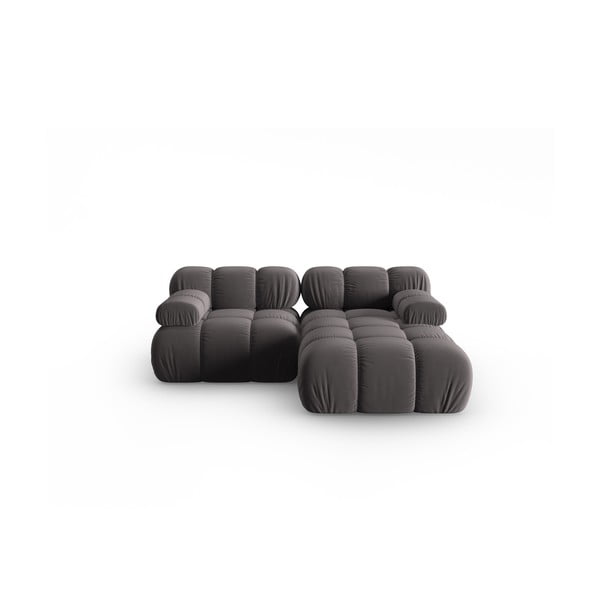 Kampinė sofa tamsiai pilkos spalvos iš velveto (su dešiniuoju kampu) Bellis – Micadoni Home