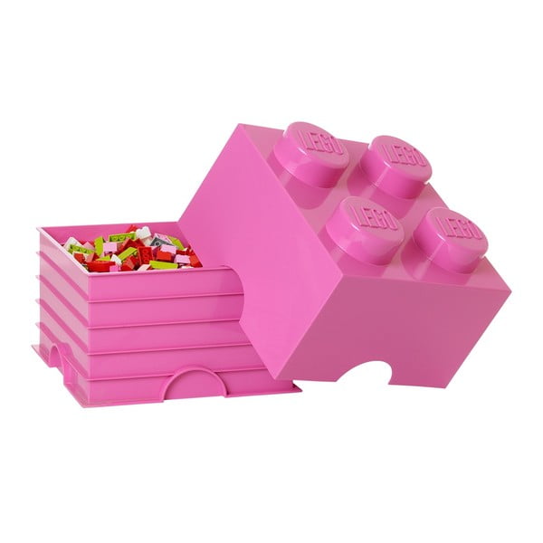 Rožinės spalvos saugojimo dėžutės kvadratas LEGO® Friends