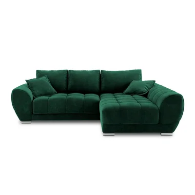 Žalios spalvos kampinė sofa-lova su aksomo apmušalais Windsor & Co Sofas Nuage, dešinysis kampas