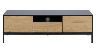 TV spintelė juodos spalvos/natūralios spalvos iš ąžuolo 140x45 cm Seaford – Actona
