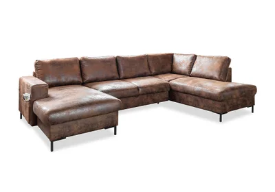 Ruda U formos sofa-lova iš dirbtinės odos Miuform Lofty Lilly Vintage, dešinysis kampas