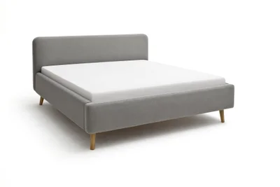 Taupe spalvos dvigulė lova audiniu dengta be grotelių 160x200 cm Mattis – Meise Möbel