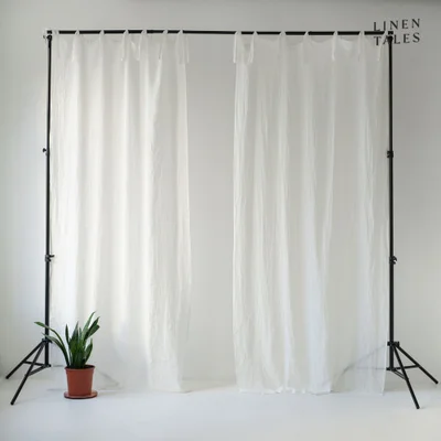 Iš lino permatoma užuolaida baltos spalvos 130x300 cm White – Linen Tales