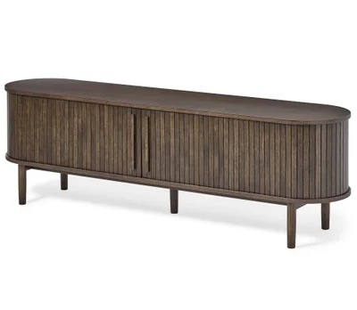 Rudos spalvos TV spintelė iš ąžuolo 180x56x40 cm Meta – Unique Furniture