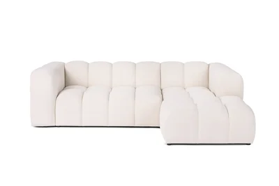 Kreminės spalvos iš velveto kampinė sofa (su dešiniuoju kampu/su gultu) Cube – Bonami Selection