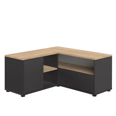 TV spintelė juodos spalvos/natūralios spalvos iš ąžuolo 90x45 cm Angle – TemaHome