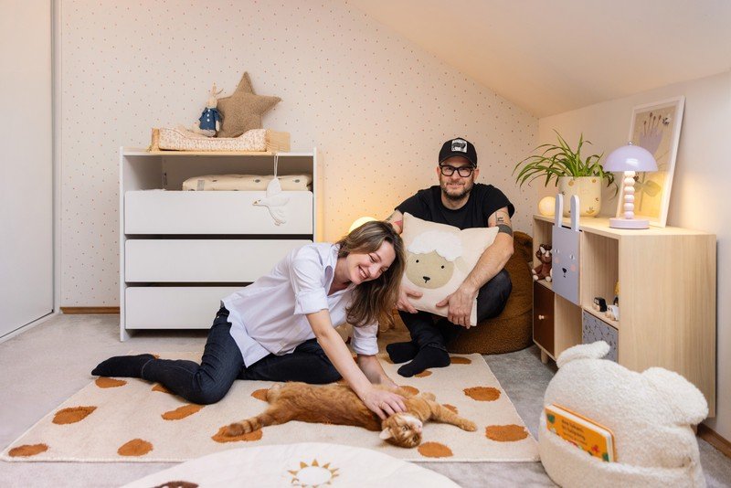 Ramus kūdikio kambarys, įrengtas nedidelėje palėpės erdvėje