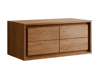 Rudos spalvos iš tikmedžio masyvo pakabinama spintelė po kriaukle 90x40 cm Kenta – Kave Home