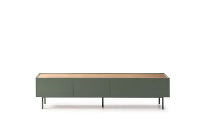 TV spintelė žalios spalvos/natūralios spalvos iš ąžuolo 180x45 cm Arista – Teulat