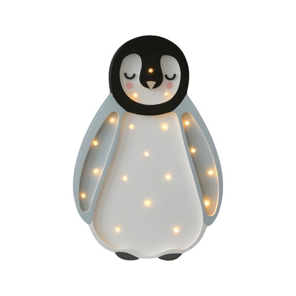 Pilkos pušies medienos stalinis šviestuvas Little Lights Baby Penguin, aukštis 26,5 cm