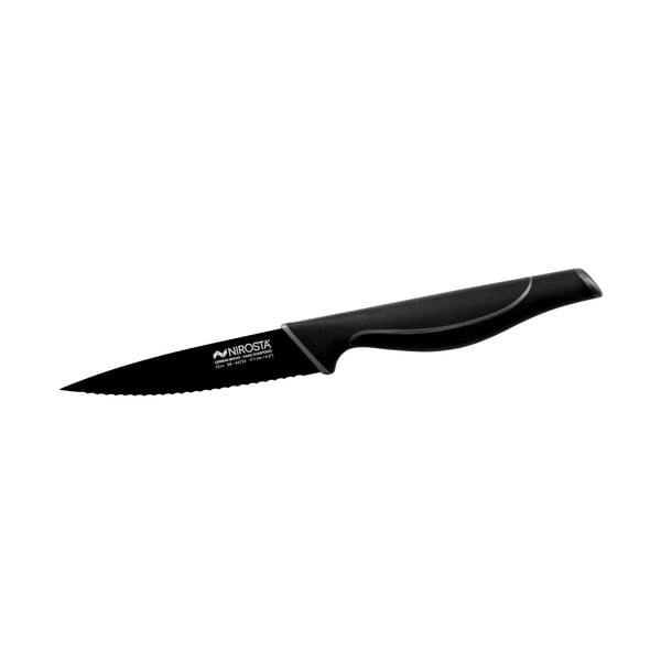 Juodas nerūdijančio plieno peilis su įpjovomis Nirosta Wave