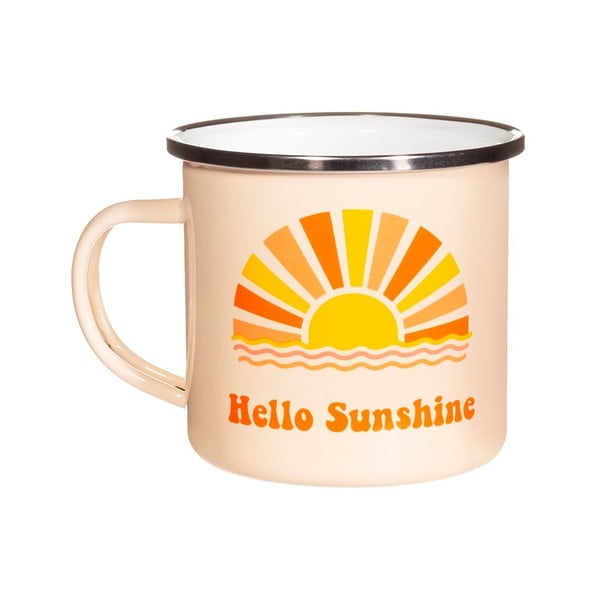 Oranžinės ir baltos spalvos emaliuotas puodelis Sass & Belle Hello Sunshine, 350 ml