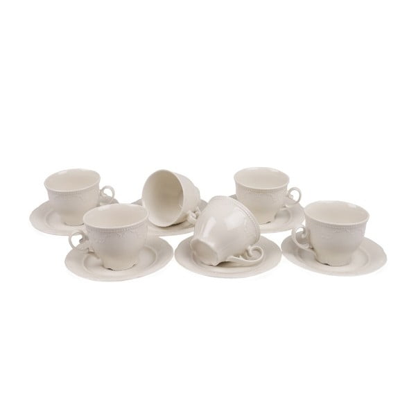 6 porcelianinių puodelių su lėkštutėmis rinkinys Kutahya Elegance, 150 ml