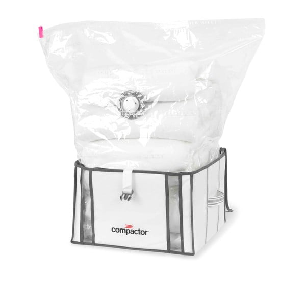 2 baltų saugojimo dėžių rinkinys su vakuumine pakuote Compactor Life 3D Vacuum Bag, 40 x 25 cm