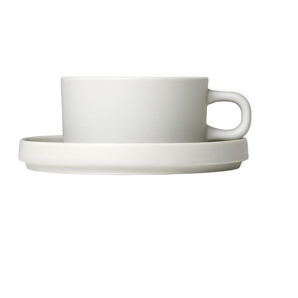 2 baltų keraminių kavos puodelių su lėkštutėmis rinkinys Blomus Pilar, 170 ml