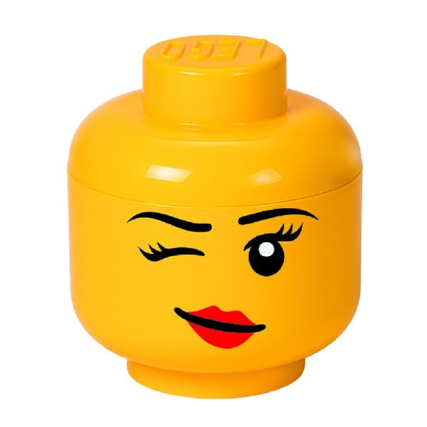 Geltonos spalvos LEGO® Winky galvos formos saugojimo dėžutė, ⌀ 16,3 cm