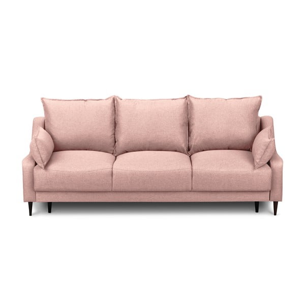 Rožinė sofa-lova su patalynės dėže Mazzini Sofas Ancolie, 215 cm