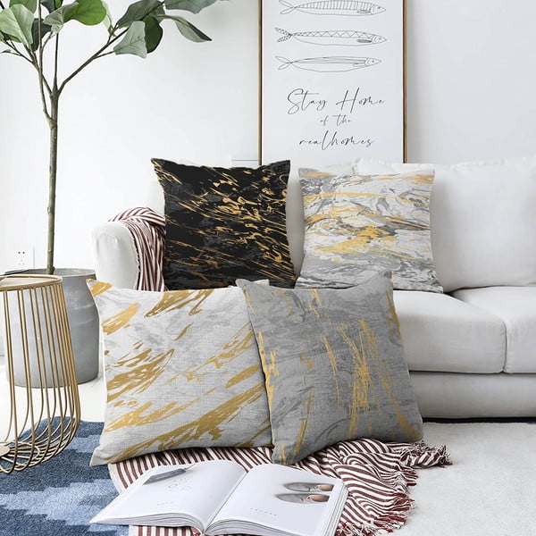 4 minimalistinių pagalvėlių užvalkalų rinkinys Artsy, 55 x 55 cm