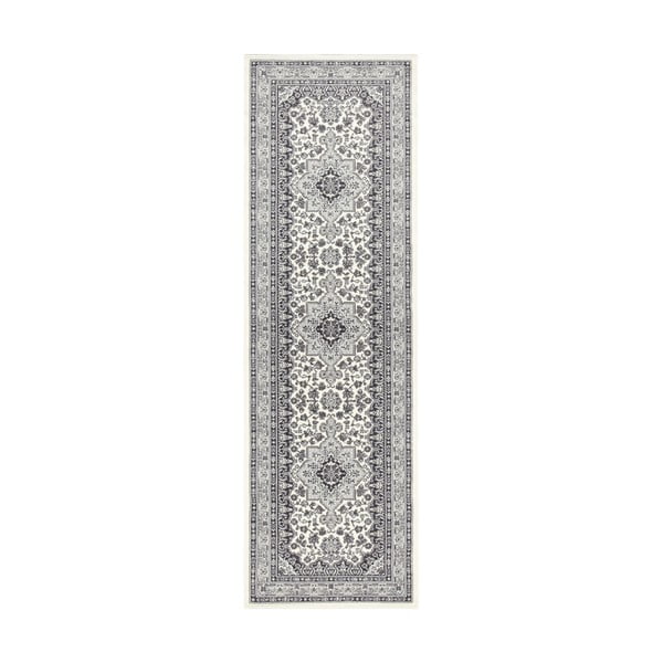 Kreminės ir pilkos spalvos kilimas Nouristan Parun Tabrizo, 80 x 250 cm