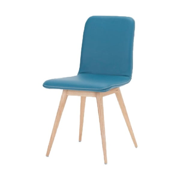 Valgomojo kėdė iš ąžuolo masyvo su turkio spalvos oda Gazzda Ena
