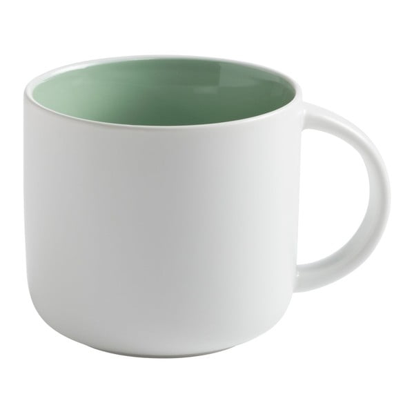 Baltas porcelianinis puodelis su žaliu vidumi Maxwell & Williams Tint, 450 ml