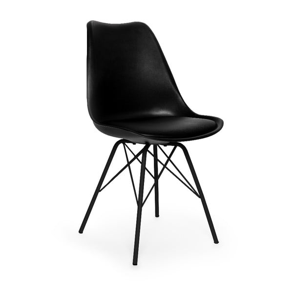 2 juodų kėdžių rinkinys su juodu metaliniu pagrindu loomi.design Eco