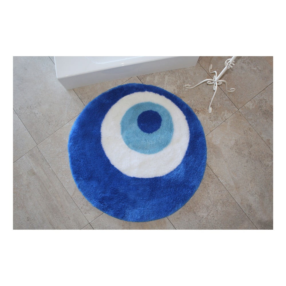 Apvalus mėlynas vonios kambario kilimas "Eye