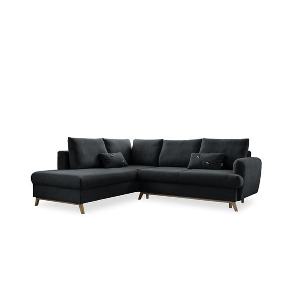 Tamsiai pilka sofa-lova Miuform Scandic Lagom L, kairysis kampas