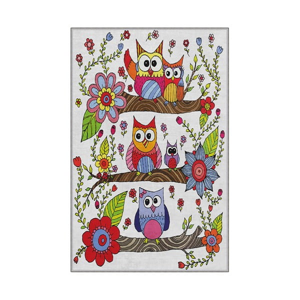 Vaikiškas neslidus kilimas Homefesto Owls, 100 x 200 cm