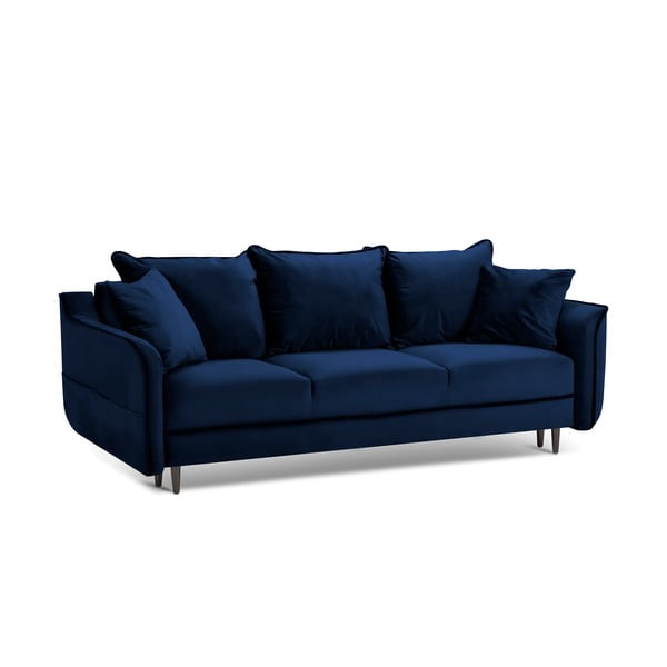 Mėlyna aksominė sofa-lova Kooko Home Basso
