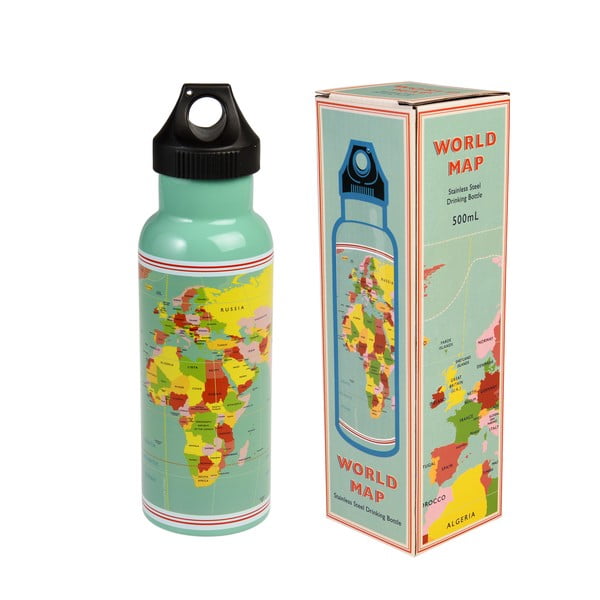 Nerūdijančio plieno kelioninis butelis Rex London pasaulio žemėlapis