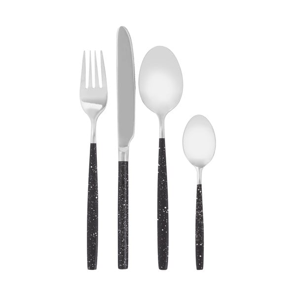 16 sidabro ir juodos spalvos spalvos nerūdijančio plieno stalo įrankių rinkinys Premier Housewares Avie
