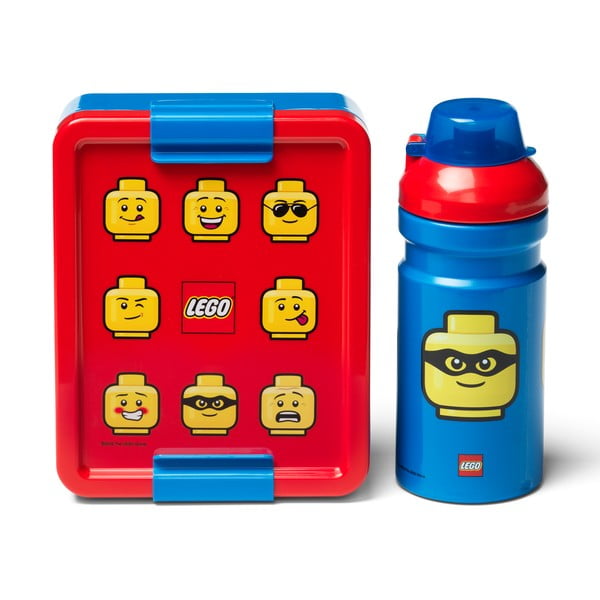 Raudonos ir mėlynos spalvos užkandžių dėžutės ir gertuvės rinkinys LEGO® Iconic