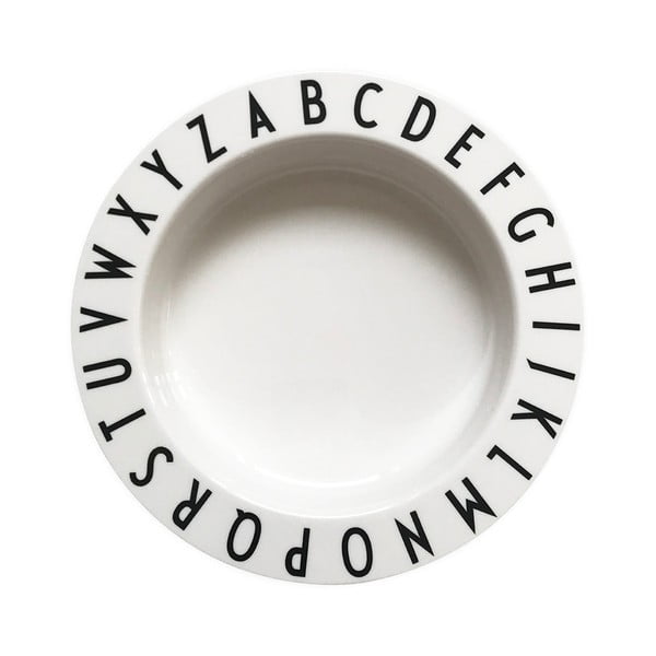 Baltos spalvos vaikiška gili lėkštė Design Letters Eat & Learn, ø 15,5 cm