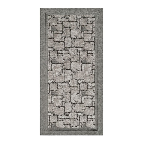 Veliūrinis pilkas kilimas Floorita Velour Grigio, 55 x 190 cm