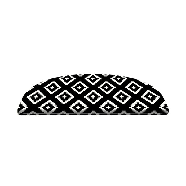 16 juodai baltų kilimėlių laiptams rinkinys Vitaus Art, 20 x 65 cm