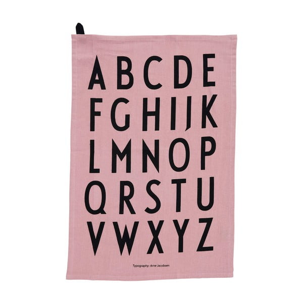 Rožinis medvilninis rankšluostis Design Letters Alphabet, 40 x 60 cm