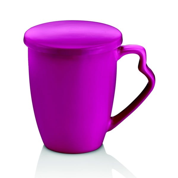Violetinės spalvos porcelianinis puodelis su dangteliu Efrasia