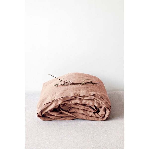Terakotos rudos spalvos lininis antklodės užvalkalas Linen Tales, 200 x 200 cm