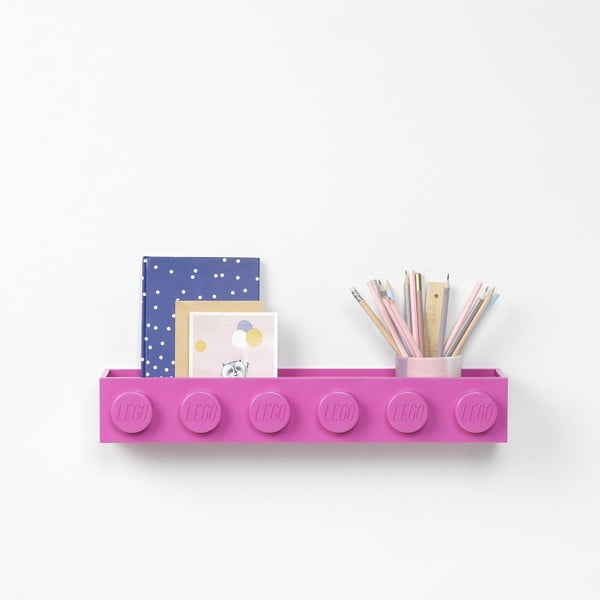 Vaikiška rožinė sieninė lentyna LEGO® Sleek