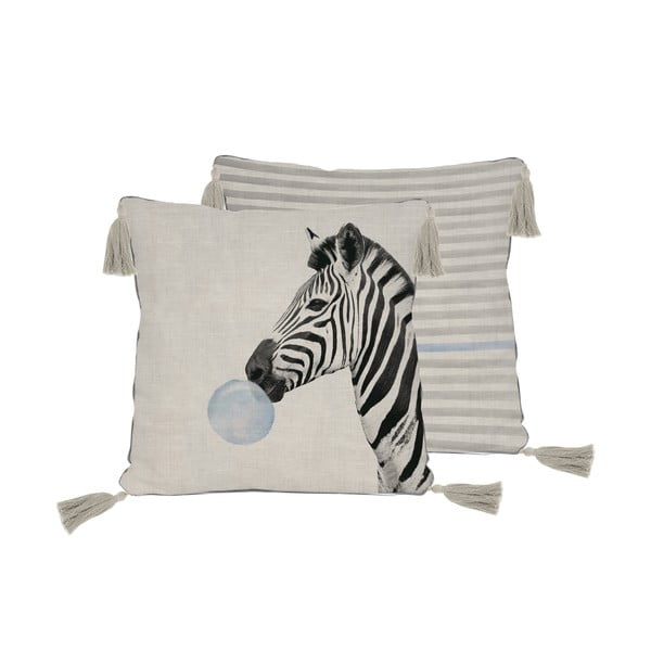 Pilka pagalvė su linu Little Nice Things Zebra, 45 x 45 cm
