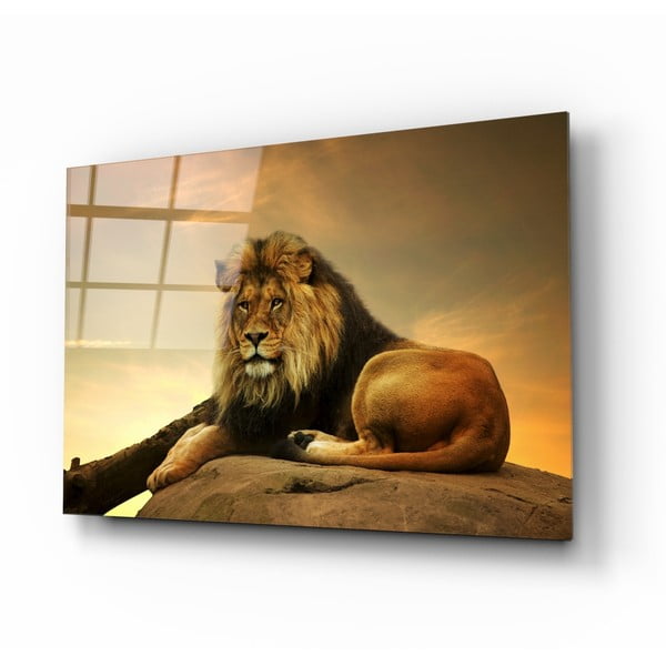 Paveikslas ant stiklo Insigne Lion, 110 x 70 cm