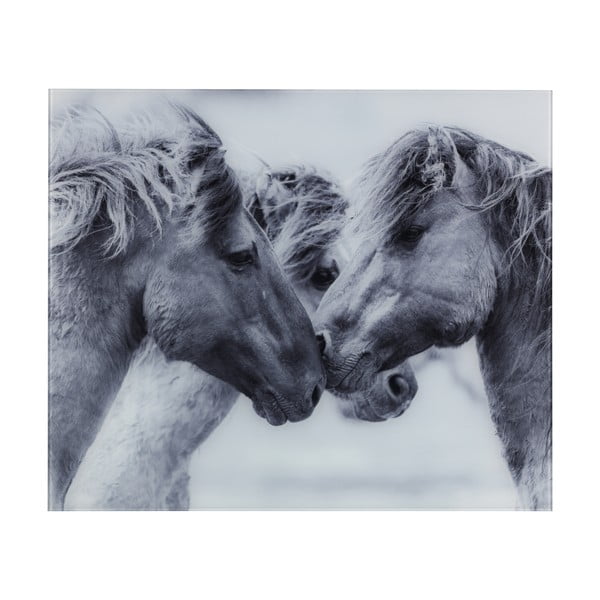 Pilkos spalvos apsauginė plokštė viryklei Wenko Horses, 60 x 50 cm