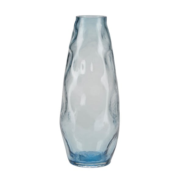 Šviesiai mėlyno stiklinė vaza Bahne & CO, aukštis 28 cm