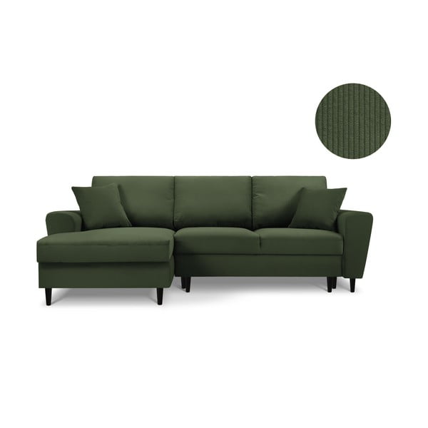 Žalia sofa-lova Kooko Home Jazz, kairysis kampas