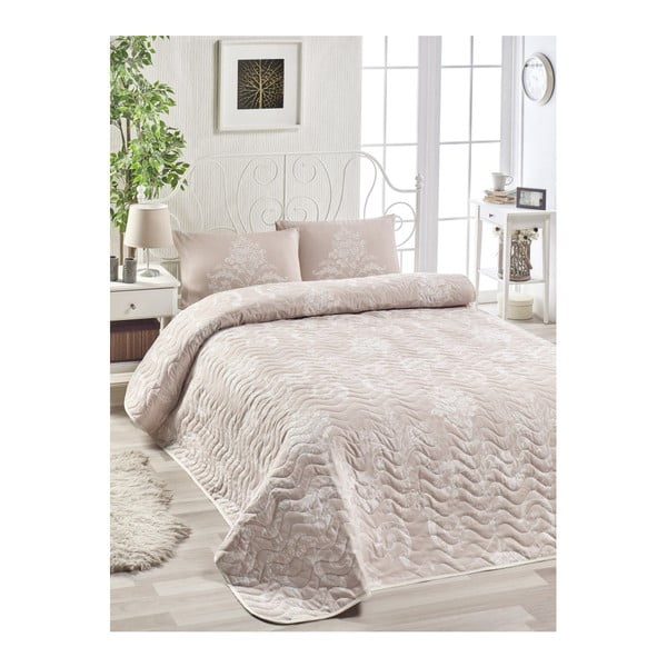 Lovatiesė su 2 pagalvių užvalkalais EnLora Home Kralice Pink, 200 x 220 cm
