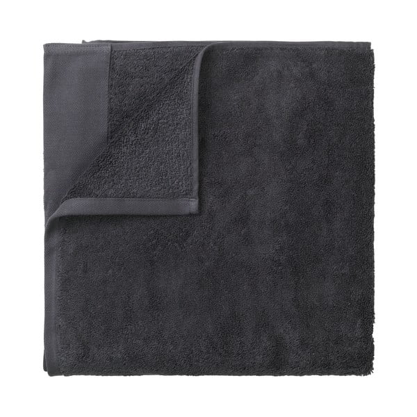 Tamsiai pilkas medvilninis rankšluostis Blomus, 100 x 200 cm