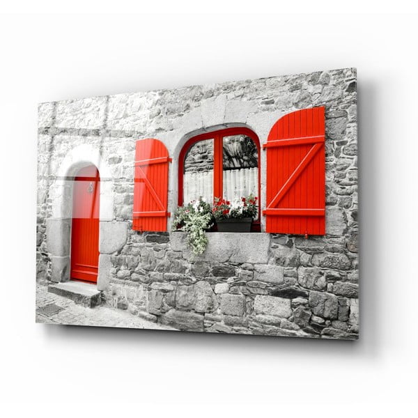 Paveikslas ant stiklo Insigne Red Door and Window