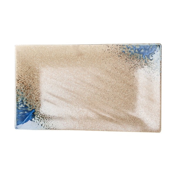Mėlynai smėlio spalvos keraminė lėkštė MIJ Earth & Sky, 33 x 19 cm