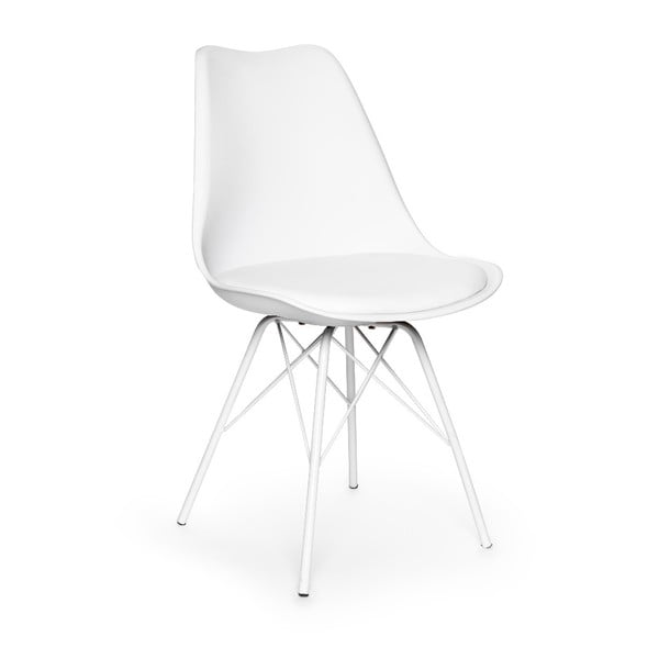 2 baltų kėdžių su baltu metaliniu pagrindu rinkinys loomi.design Eco